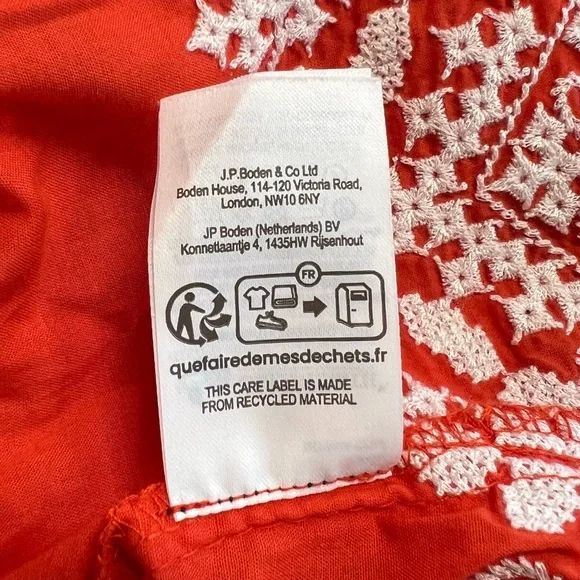 New Boden Square Neck Rara Dress in Firecracker New With Tag Size 6 Embroidered - Picture 10 of 16